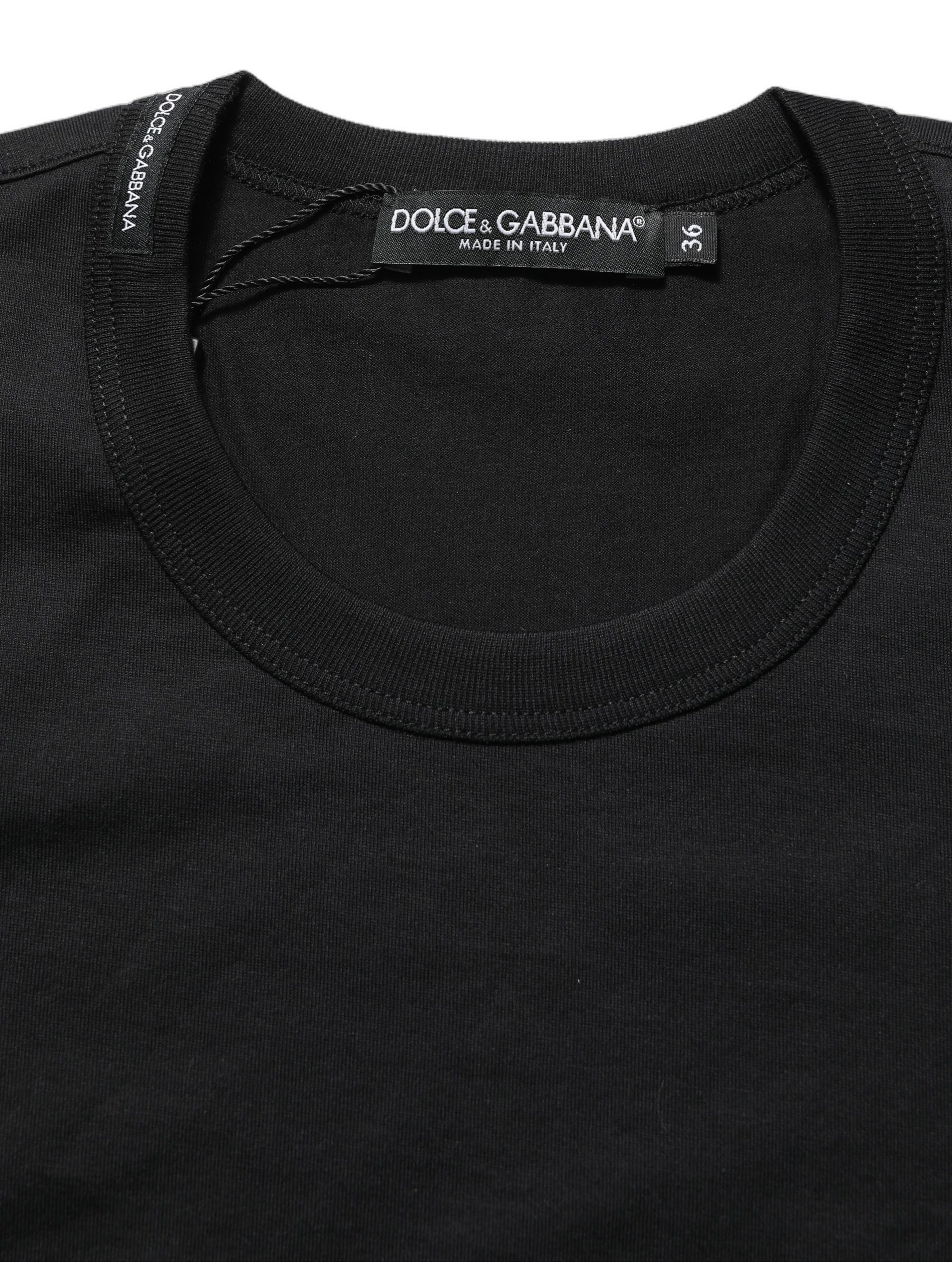 Black Cotton Short Sleeves Crew Neck T-shirt