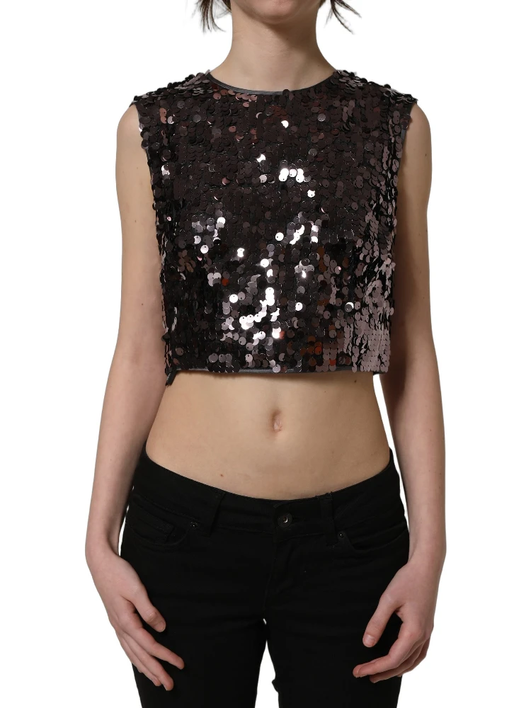 Purple Sequined Sleeveless Cropped Tank Top alternative