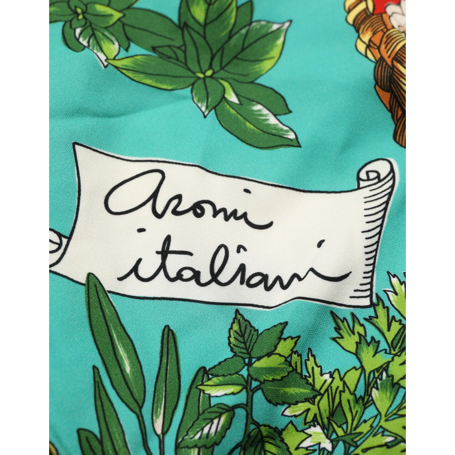 Multicolor Silk Vegetable Print Cropped Top