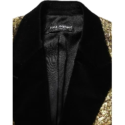 Gold Floral Jacquard Wool Trench Coat Jacket