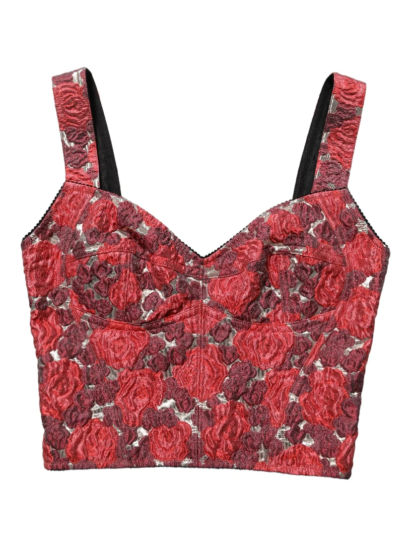 Multicolor Floral Cropped Bustier Tank Top