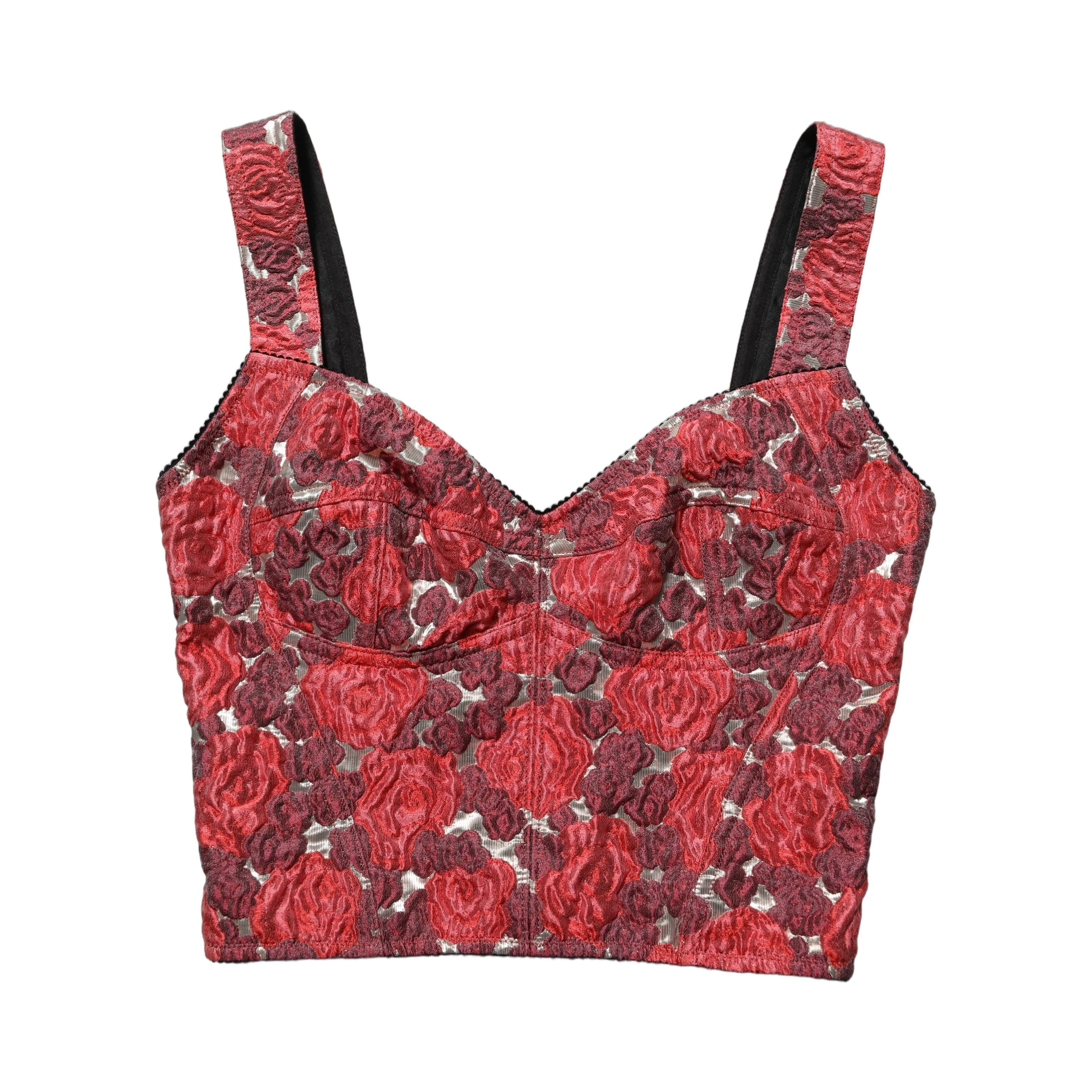 Multicolor Floral Cropped Bustier Tank Top