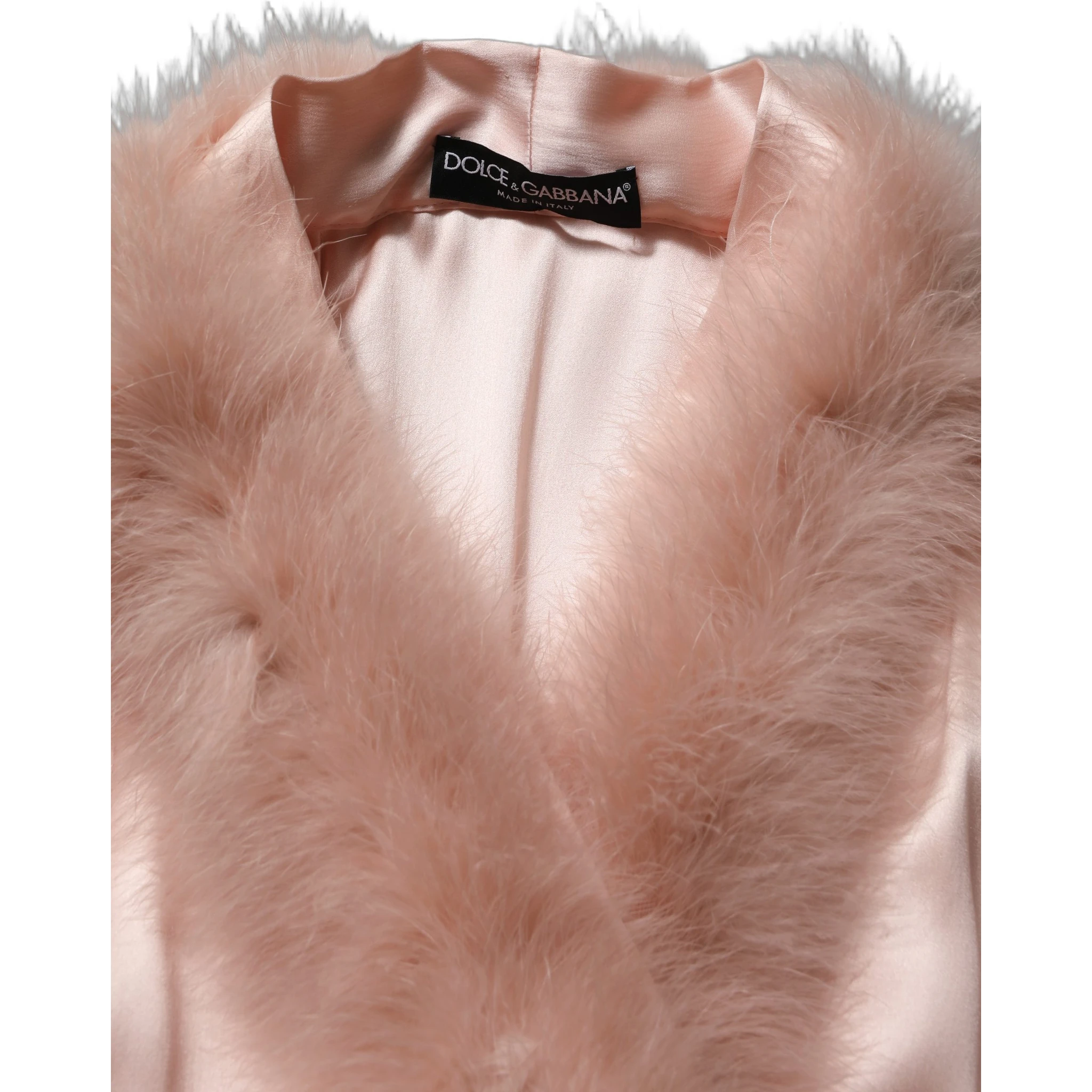 Light Pink Silk Turkey Feather Robe Jacket