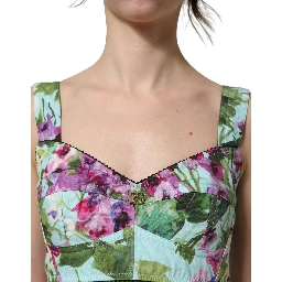 Multicolor Floral Cropped Bustier Tank Top