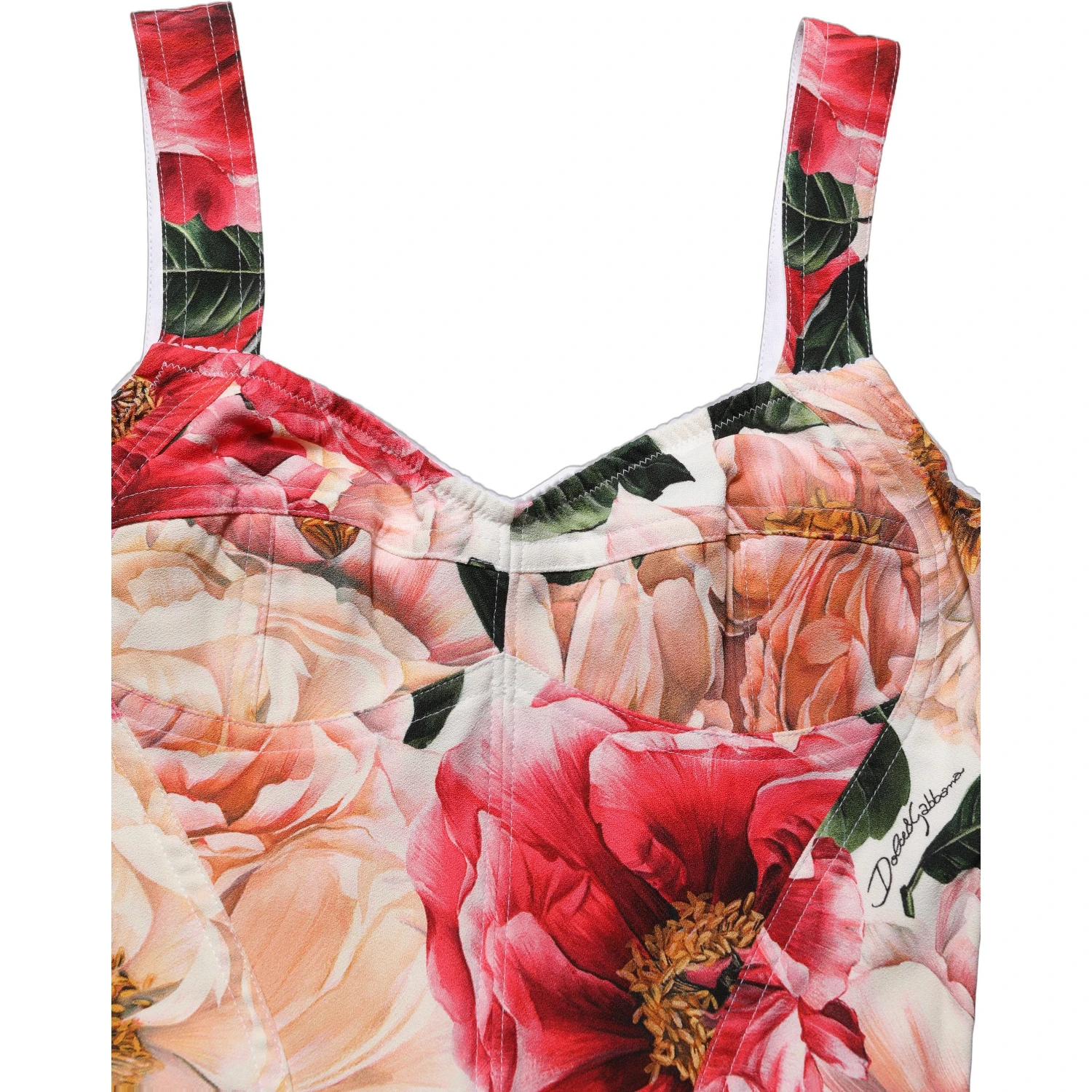 Multicolor Floral Cropped Bustier Tank Top