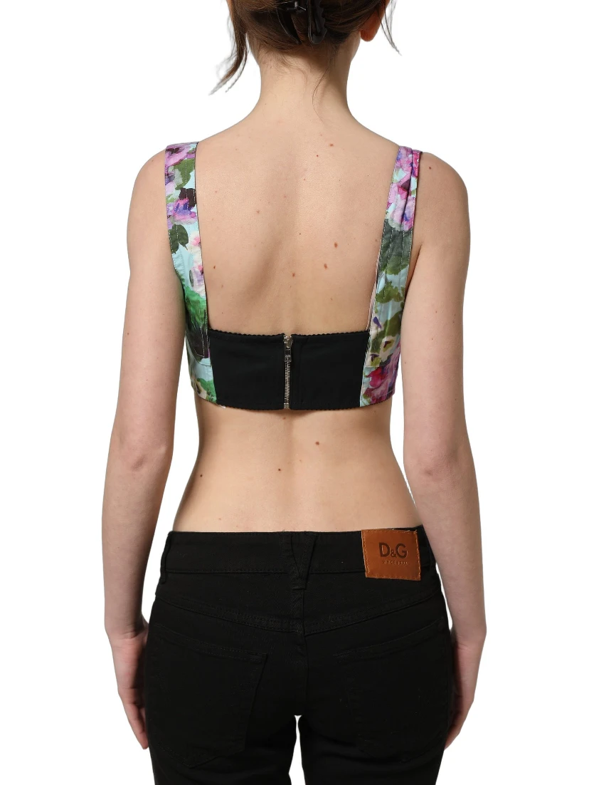 Multicolor Floral Cropped Bustier Tank Top