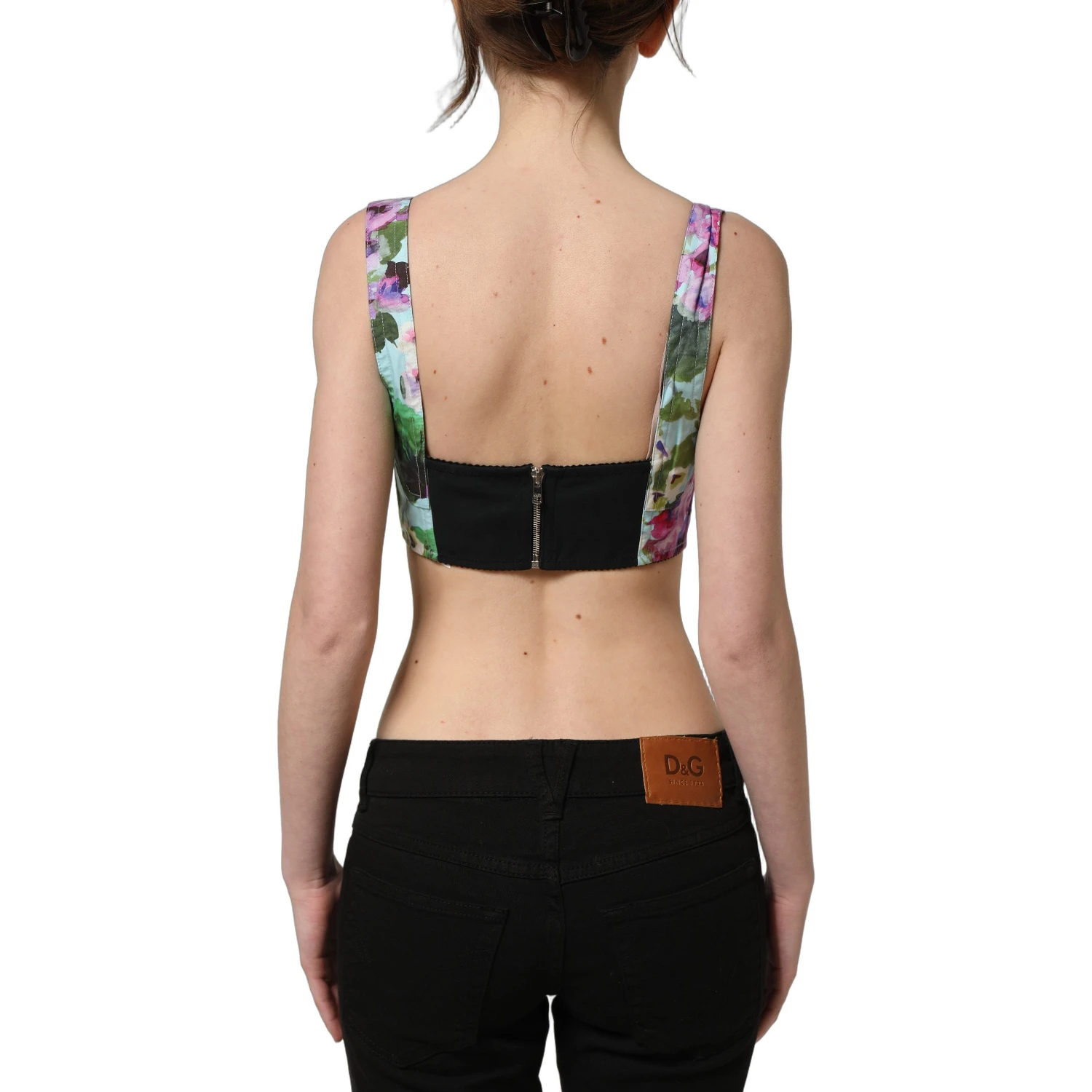 Multicolor Floral Cropped Bustier Tank Top