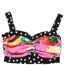 Multicolor Silk Cropped Bustier Corset Top