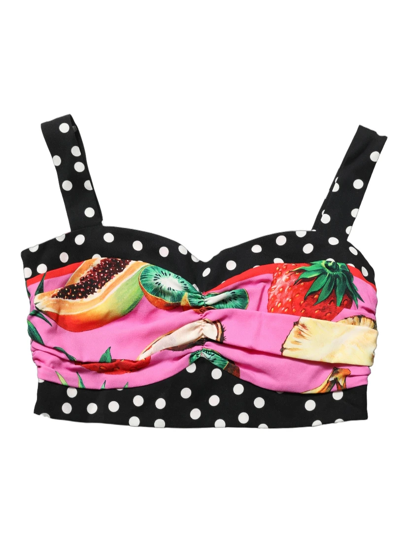 Multicolor Silk Cropped Bustier Corset Top