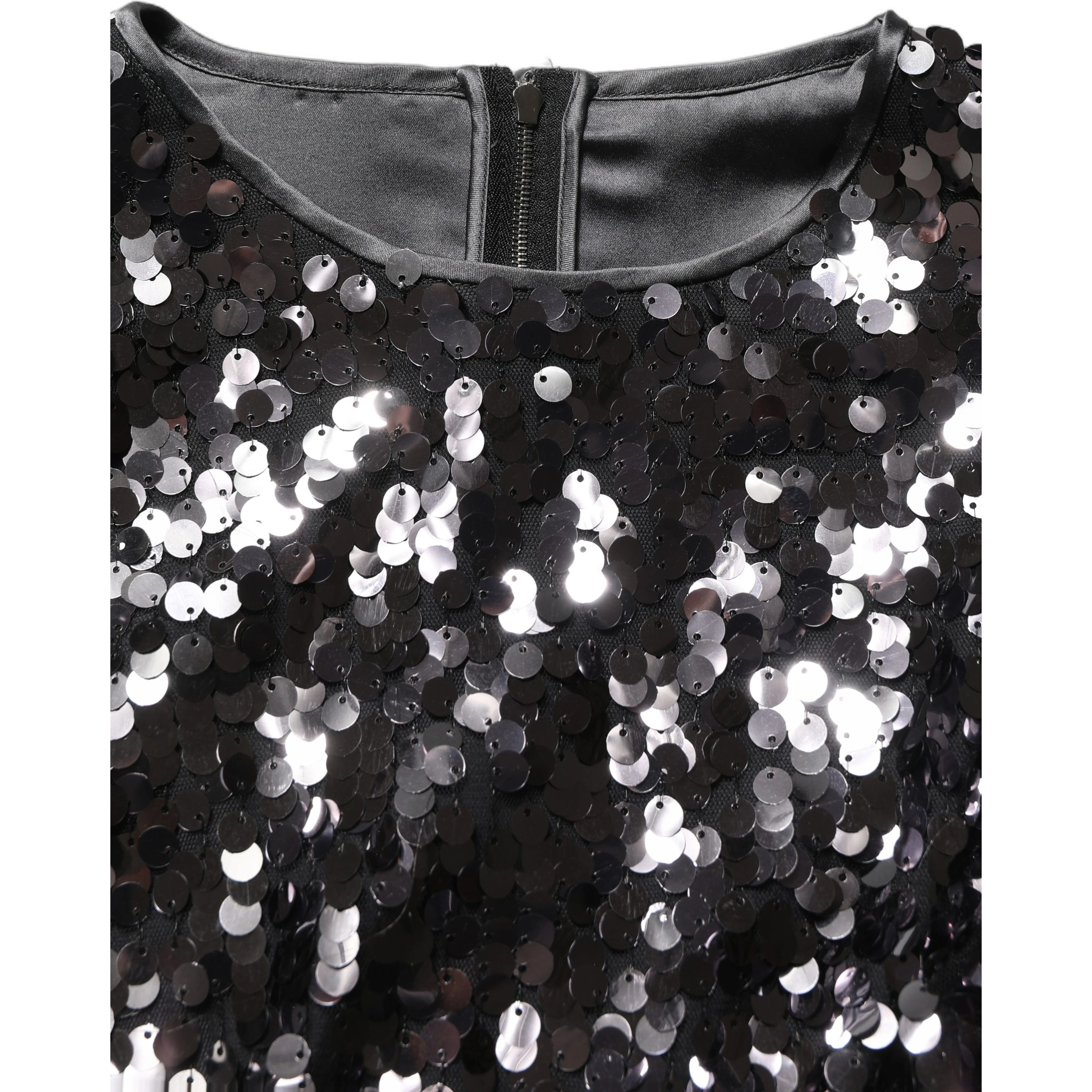 Black Sequined Long Sleeves Crop Blouse Top