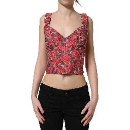 Multicolor Floral Cropped Bustier Tank Top