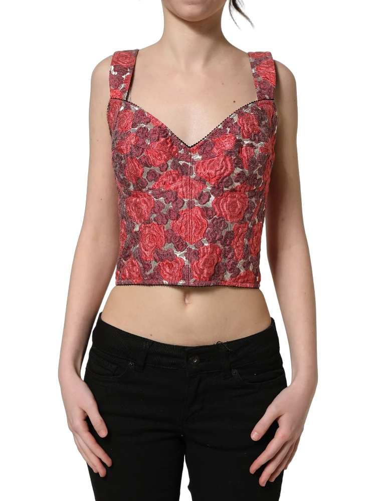 Multicolor Floral Cropped Bustier Tank Top alternative