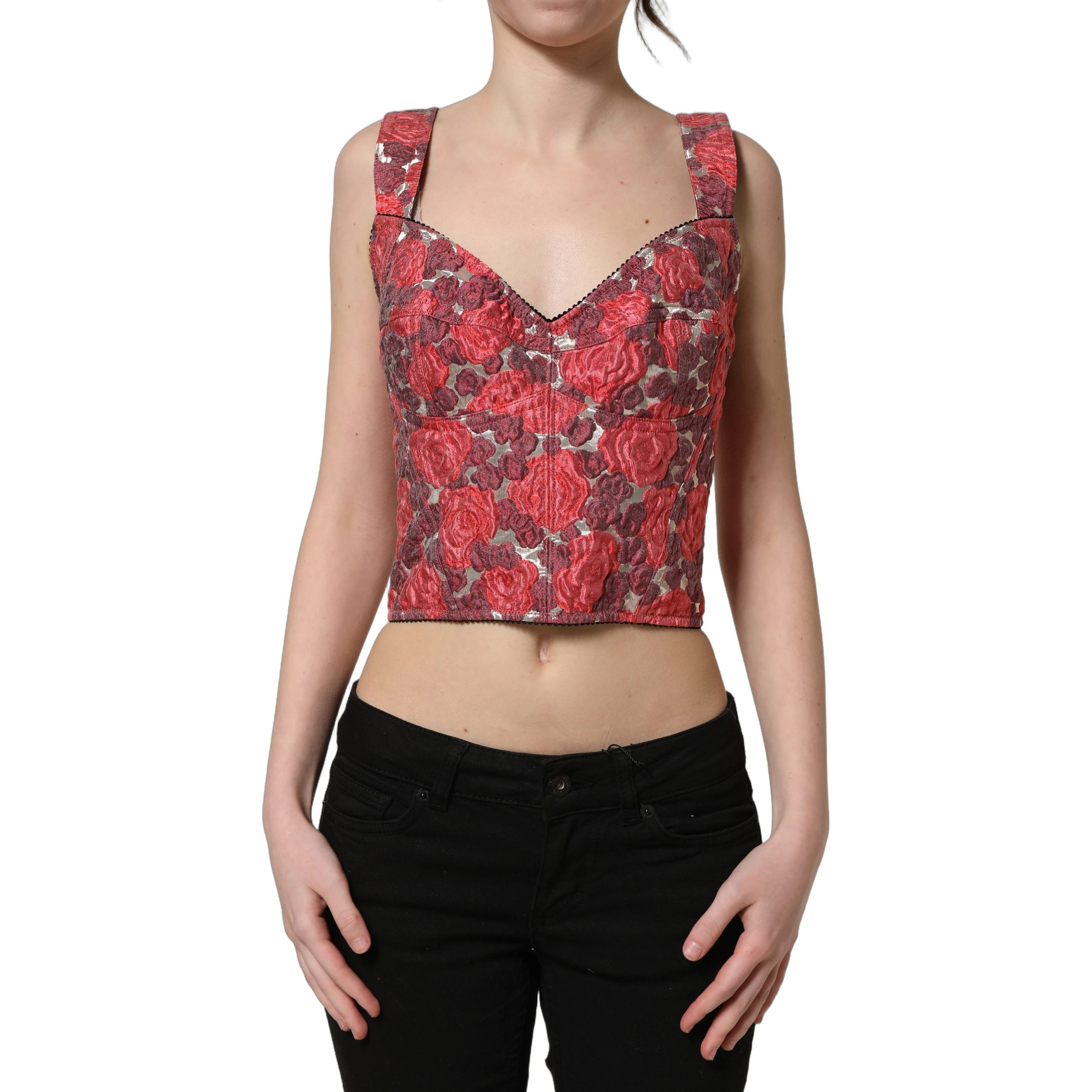 Multicolor Floral Cropped Bustier Tank Top