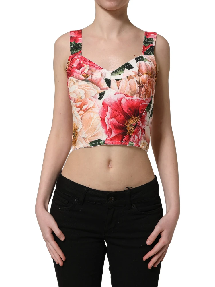 Multicolor Floral Cropped Bustier Tank Top alternative