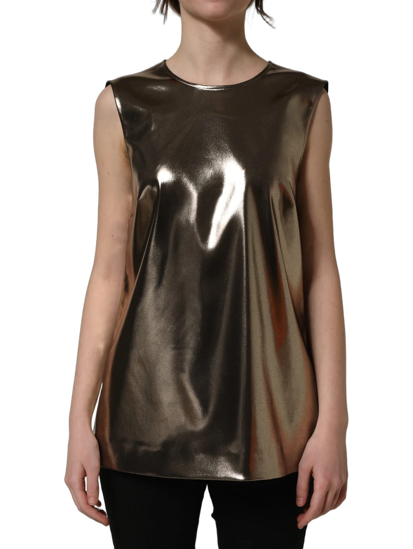 Metallic Bronze Roundneck SleevelessTank Top