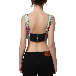 Multicolor Floral Cropped Bustier Tank Top