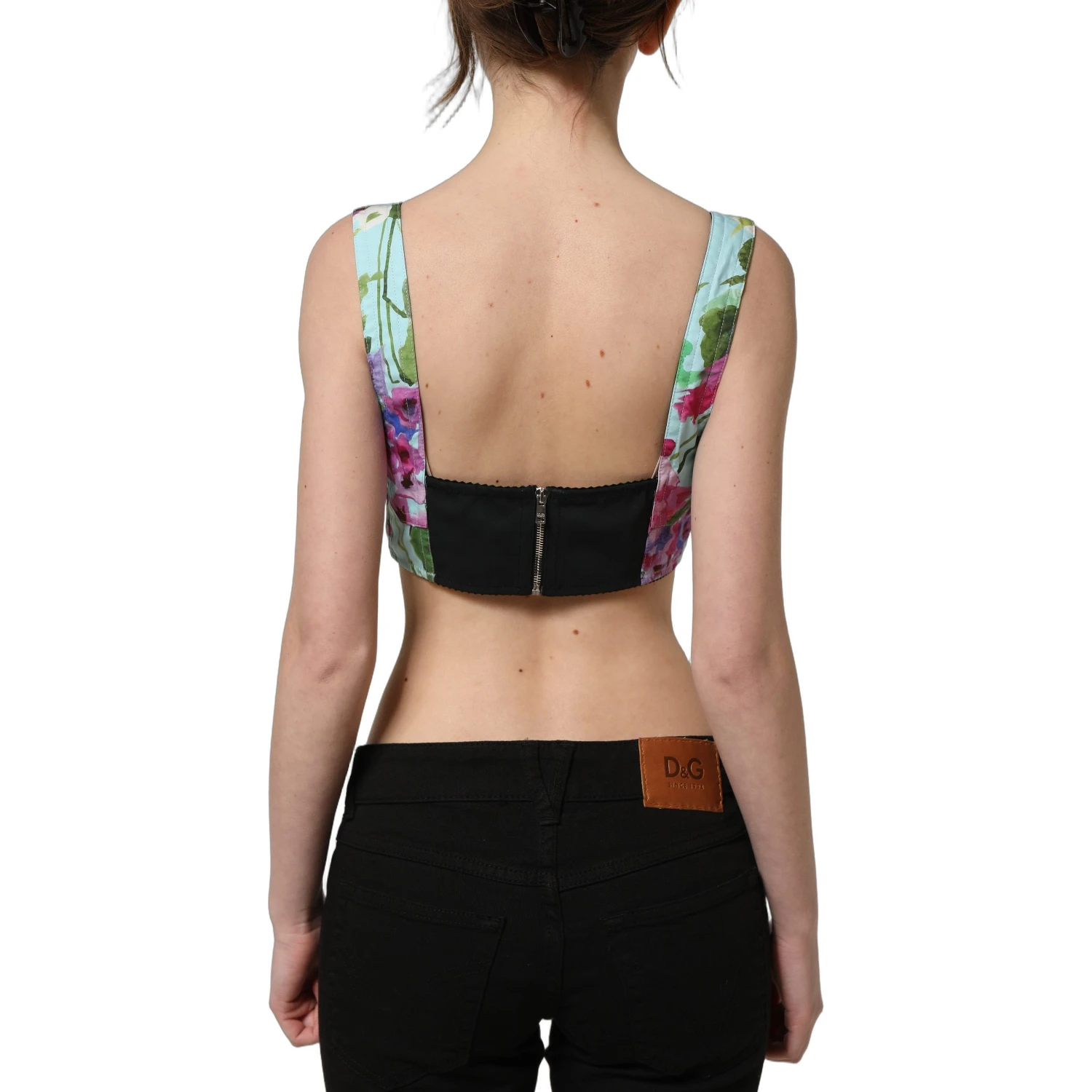 Multicolor Floral Cropped Bustier Tank Top