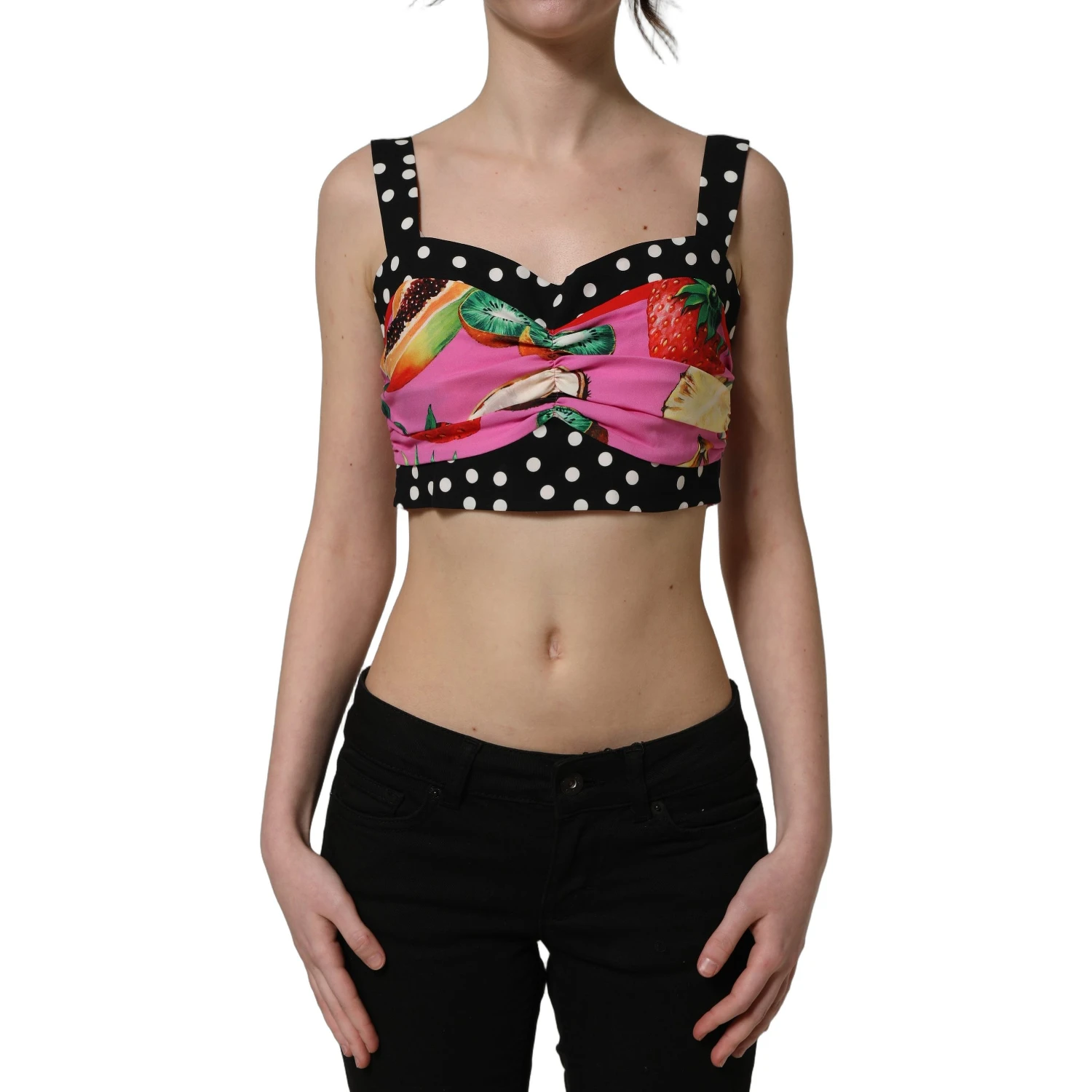 Multicolor Silk Cropped Bustier Corset Top
