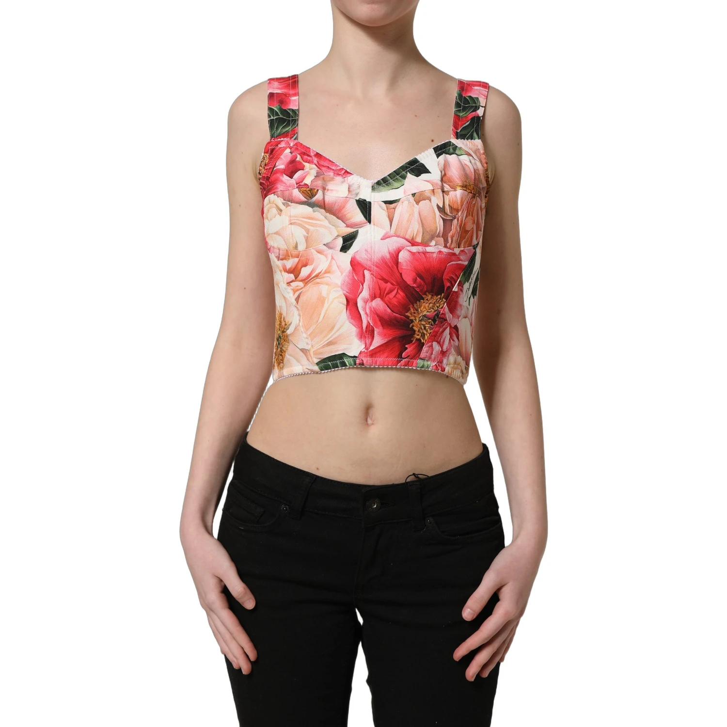 Multicolor Floral Cropped Bustier Tank Top
