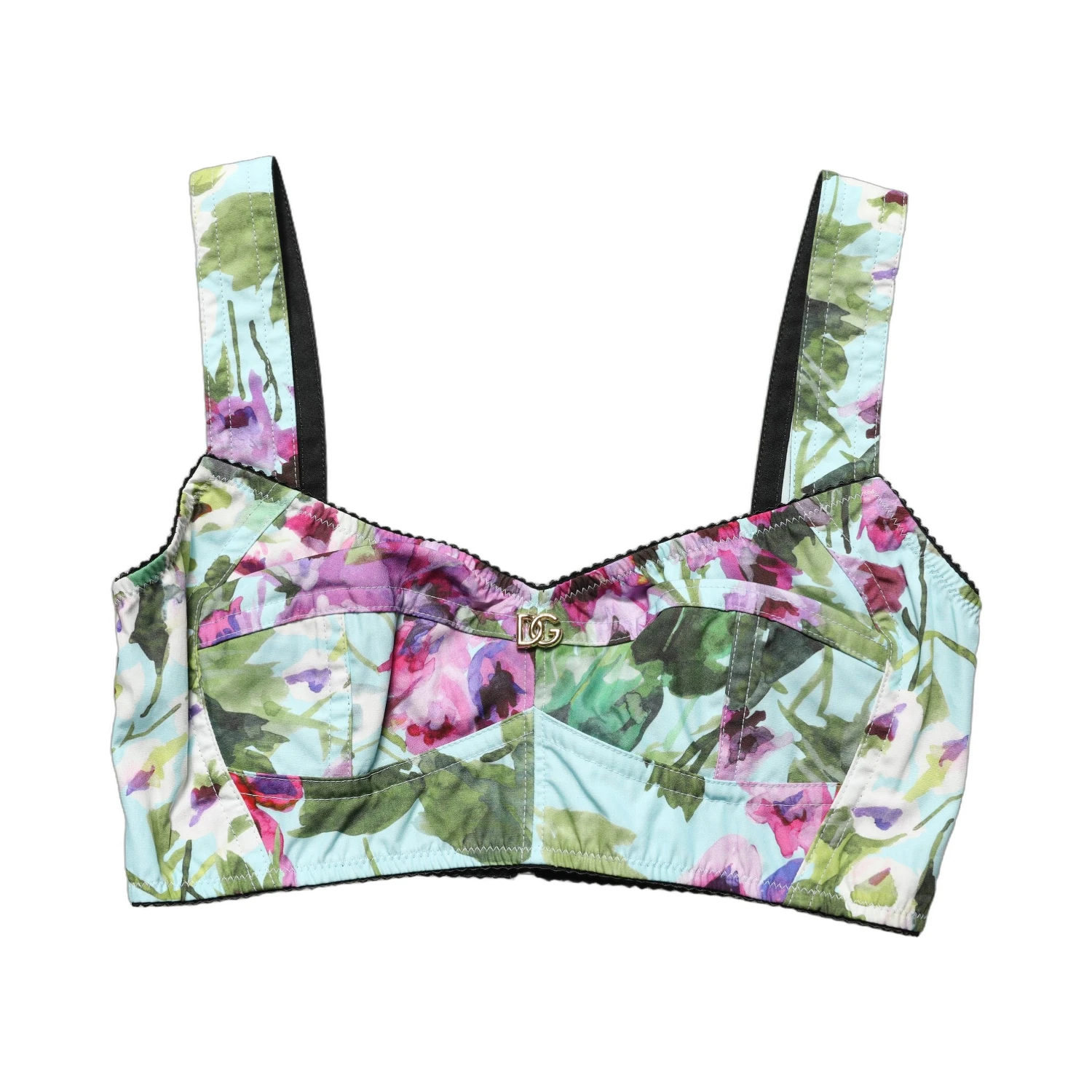 Multicolor Floral Cropped Bustier Tank Top