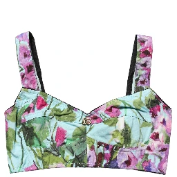 Multicolor Floral Cropped Bustier Tank Top