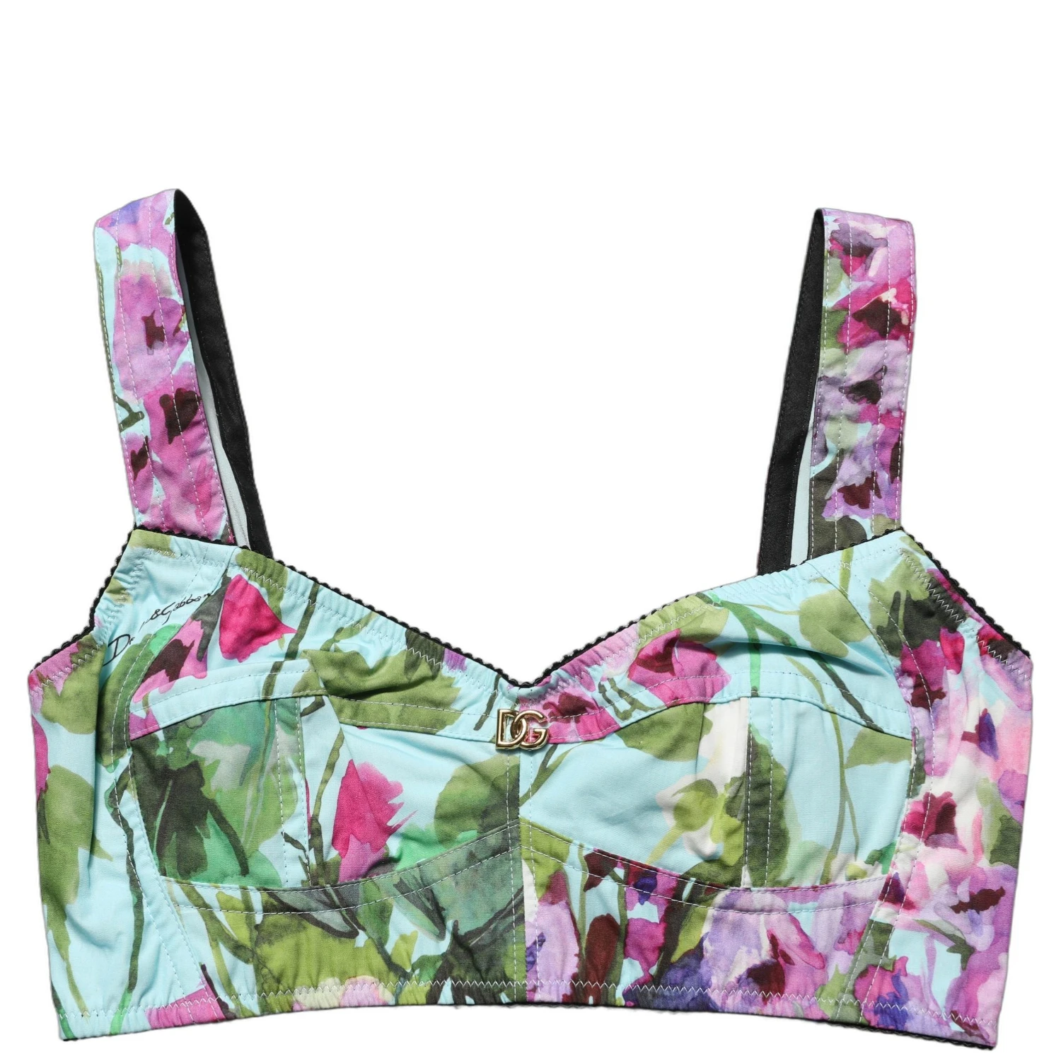 Multicolor Floral Cropped Bustier Tank Top