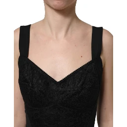 Black Floral Lace Corset Bodycon Bodysuit