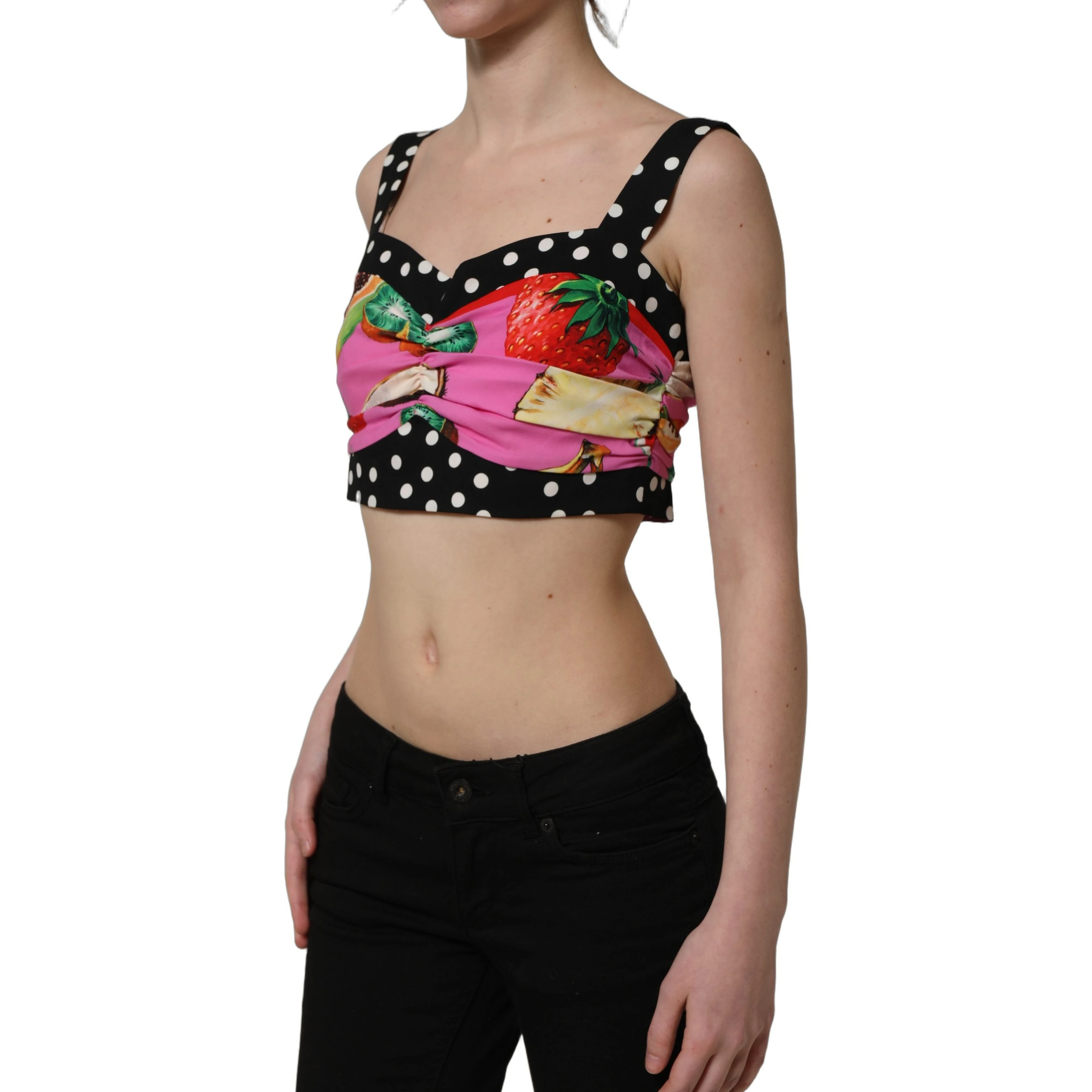 Multicolor Silk Cropped Bustier Corset Top