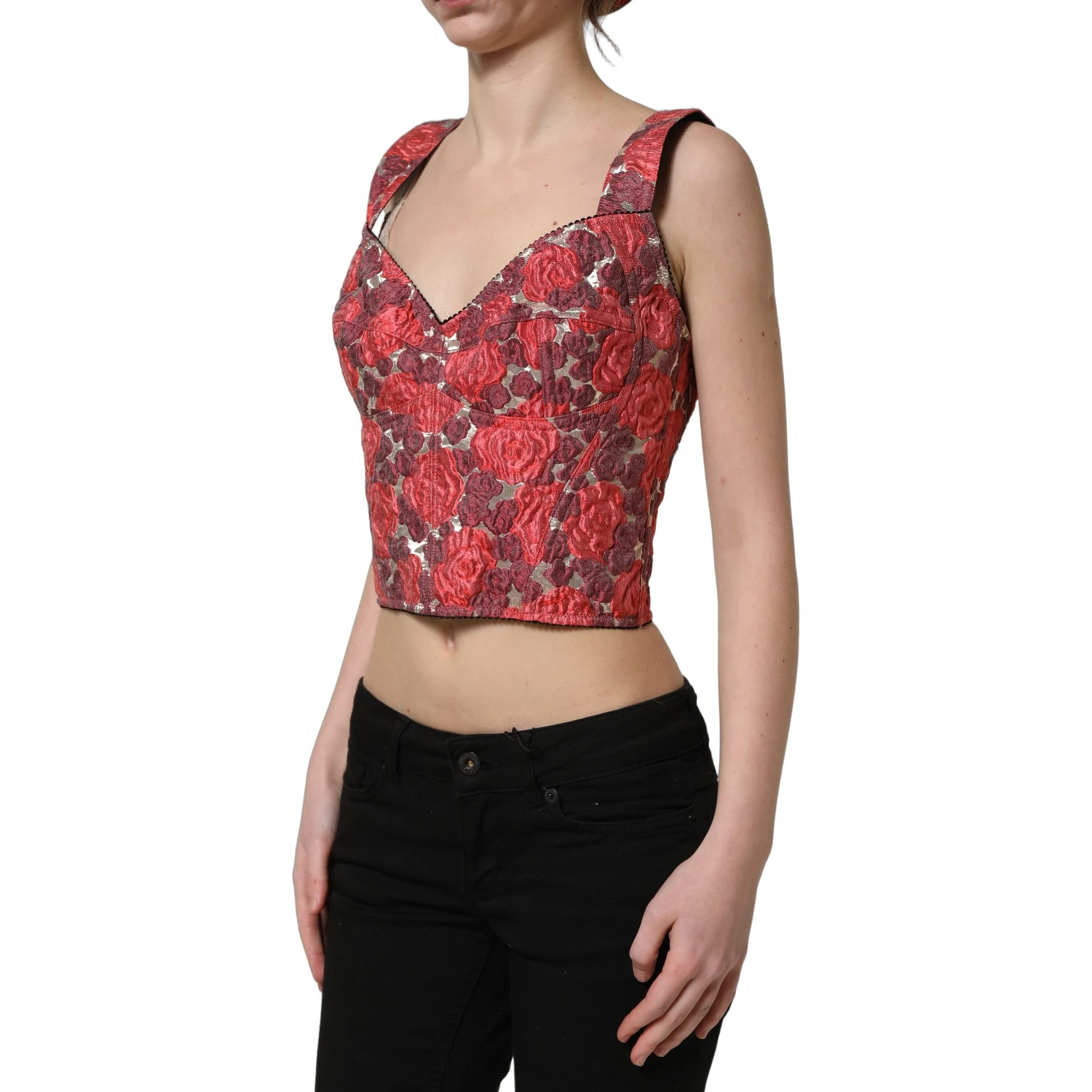 Multicolor Floral Cropped Bustier Tank Top