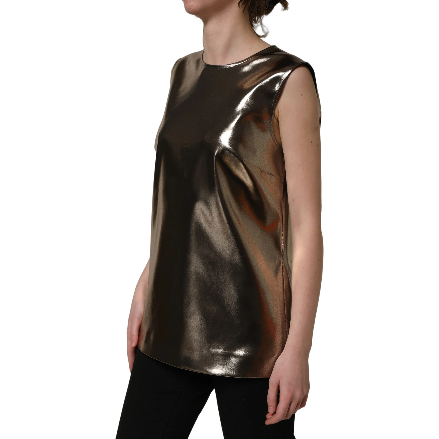 Metallic Bronze Roundneck SleevelessTank Top