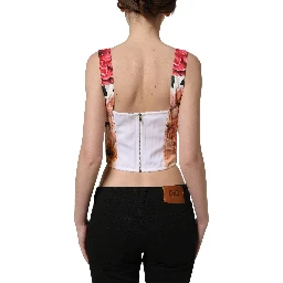 Multicolor Floral Cropped Bustier Tank Top
