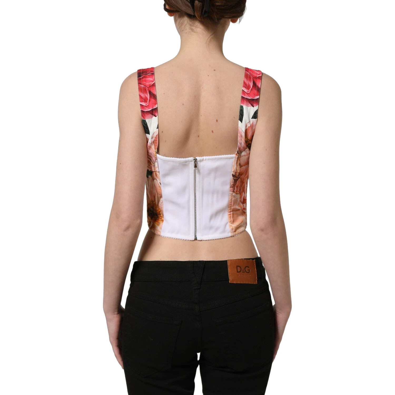 Multicolor Floral Cropped Bustier Tank Top