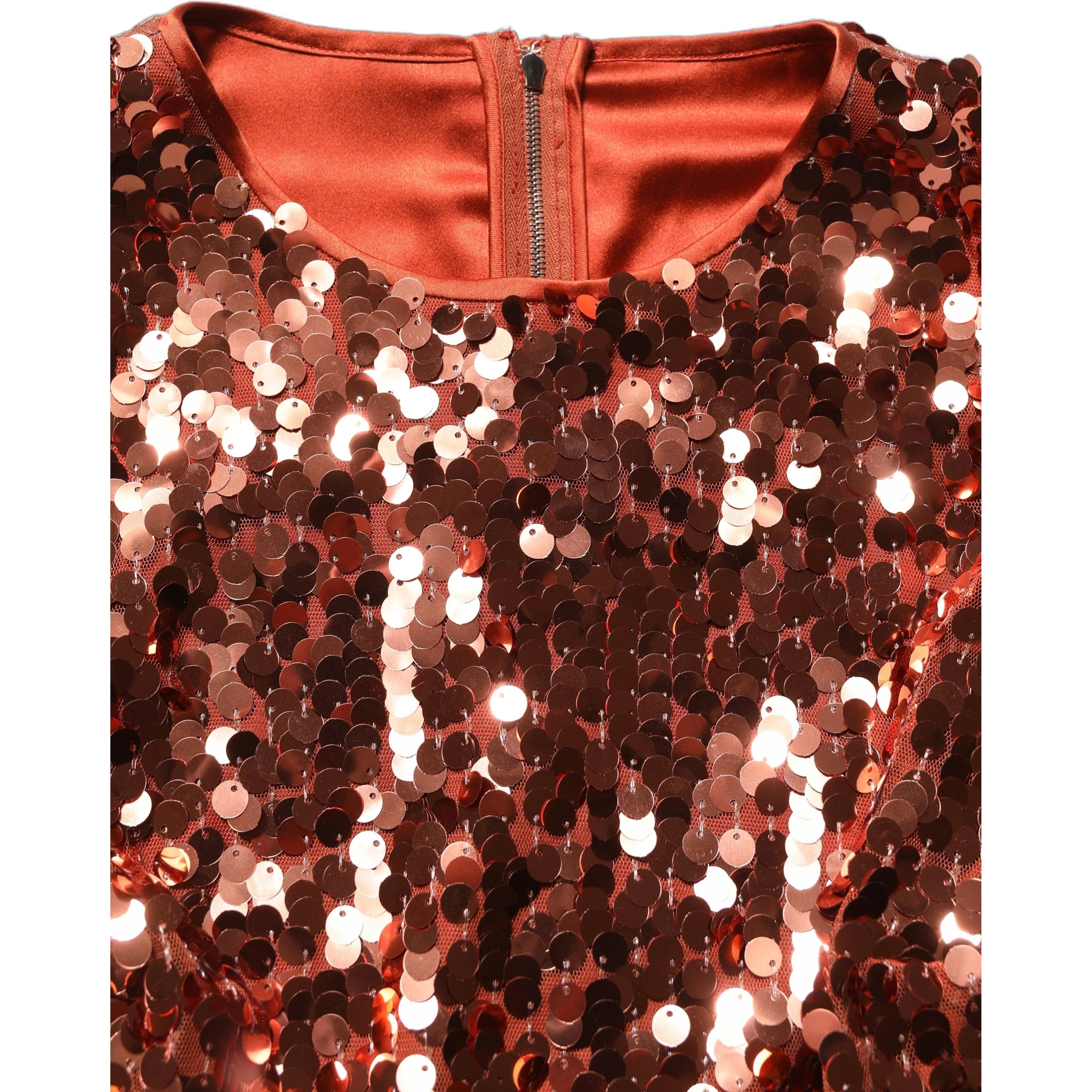 Red Sequined Long Sleeves Crop Blouse Top