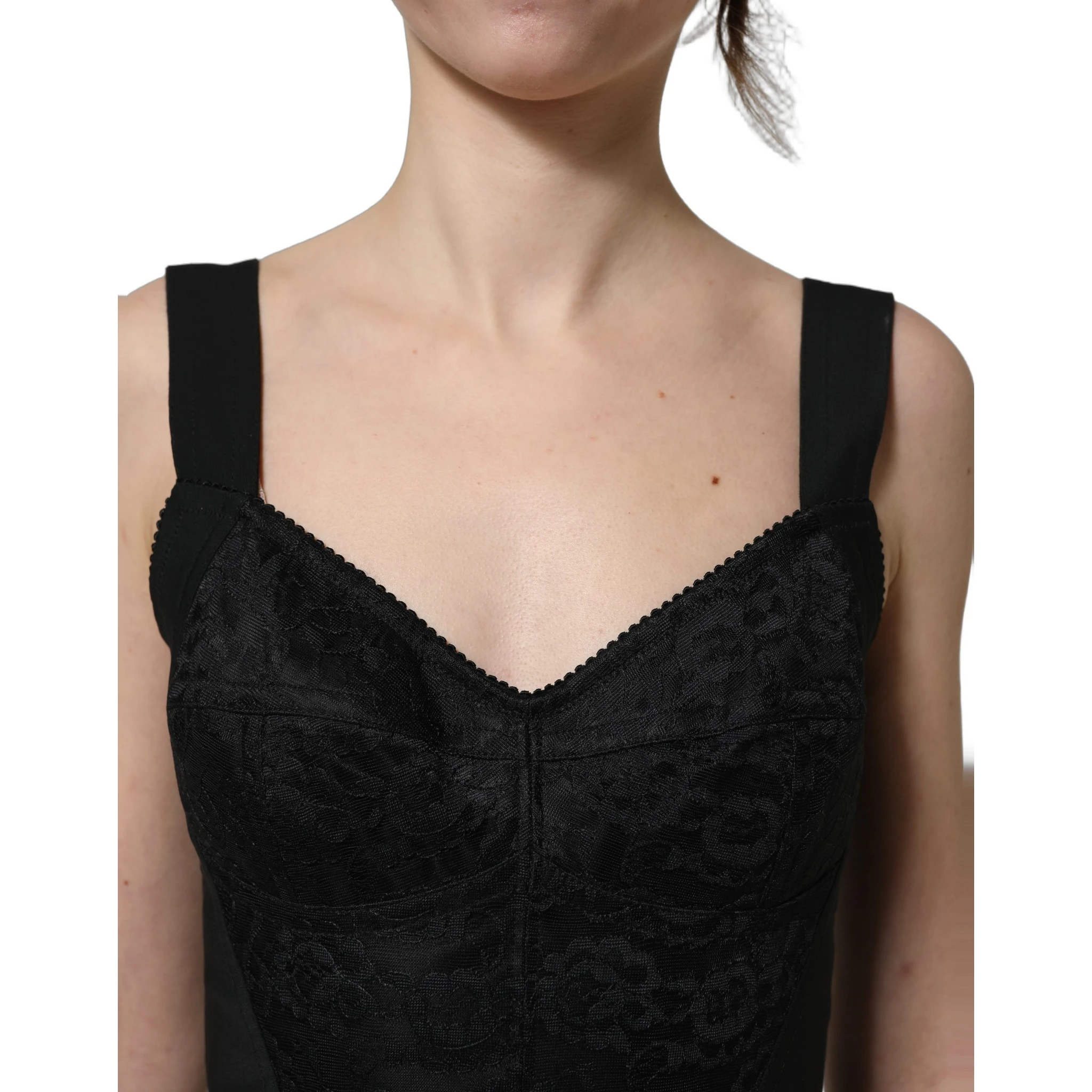 Black Floral Lace Corset Bodycon Bodysuit