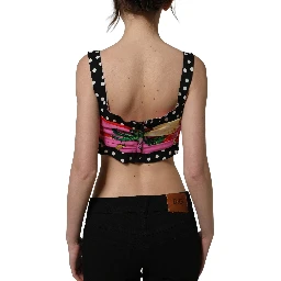Multicolor Silk Cropped Bustier Corset Top