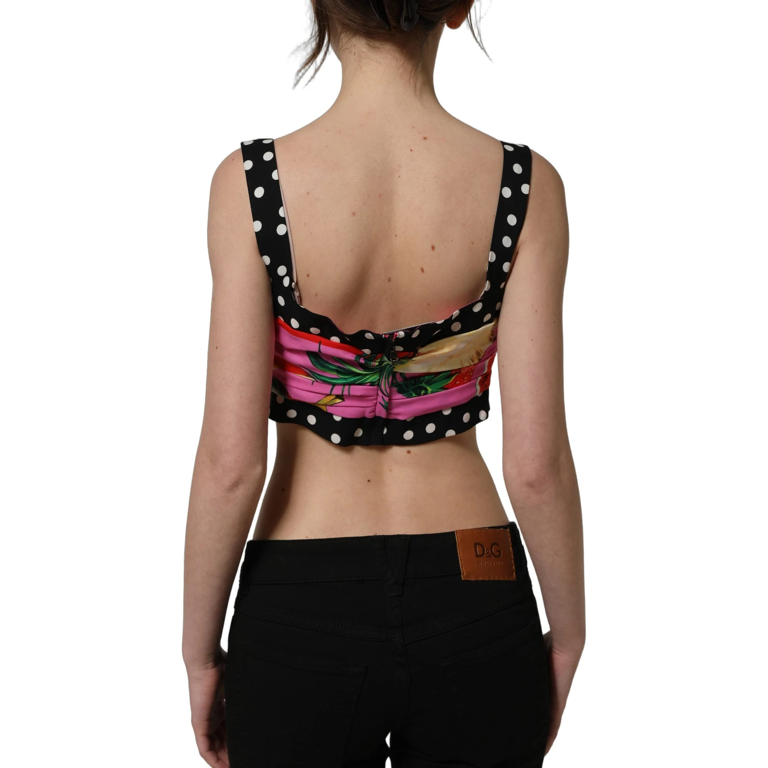 Multicolor Silk Cropped Bustier Corset Top