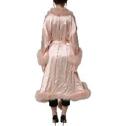 Light Pink Silk Turkey Feather Robe Jacket