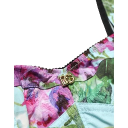 Multicolor Floral Cropped Bustier Tank Top