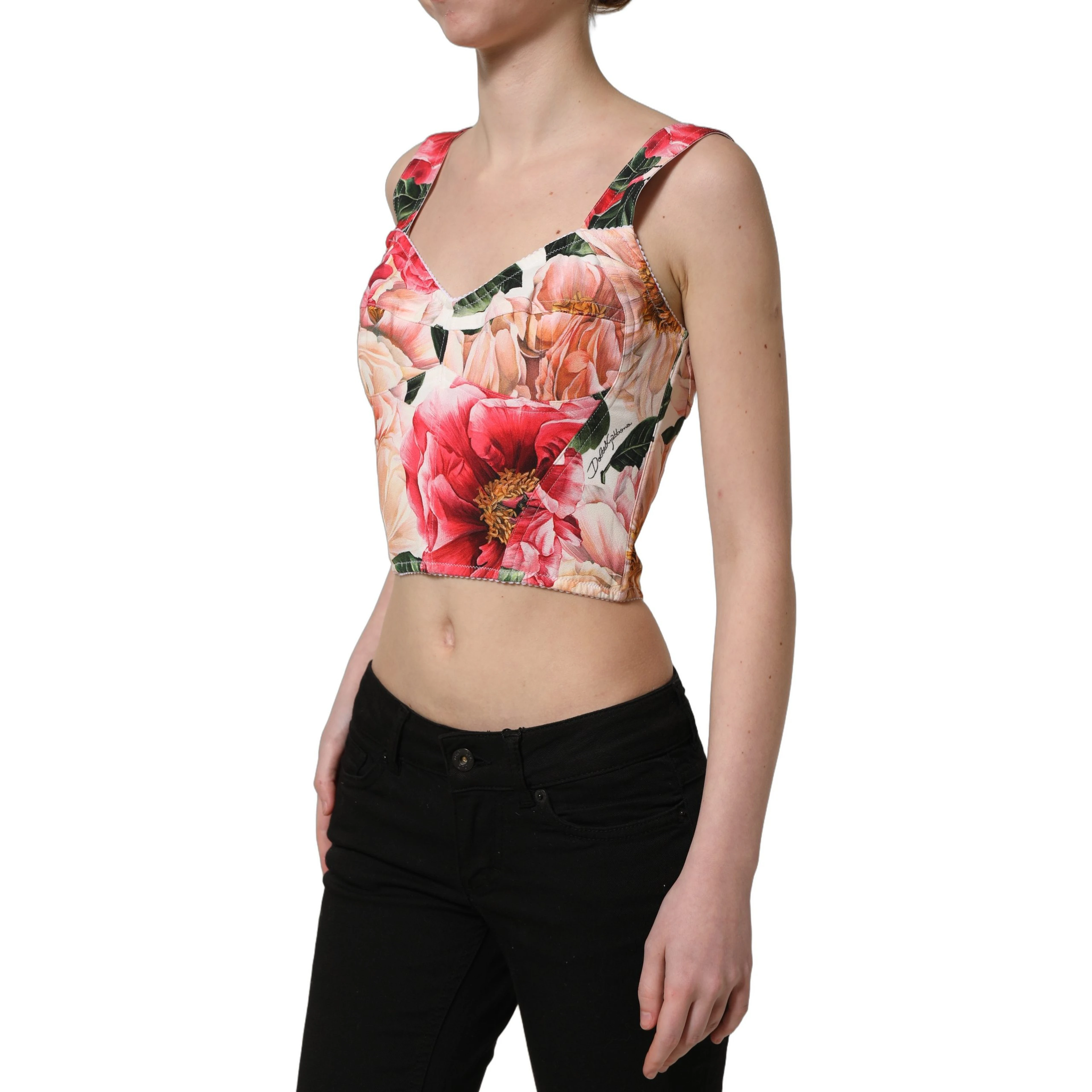 Multicolor Floral Cropped Bustier Tank Top