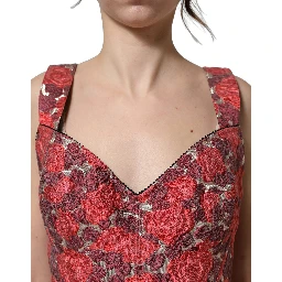 Multicolor Floral Cropped Bustier Tank Top