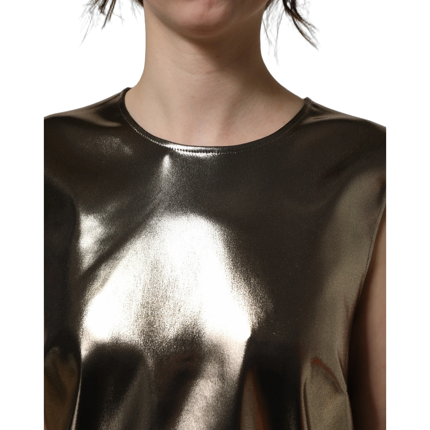 Metallic Bronze Roundneck SleevelessTank Top