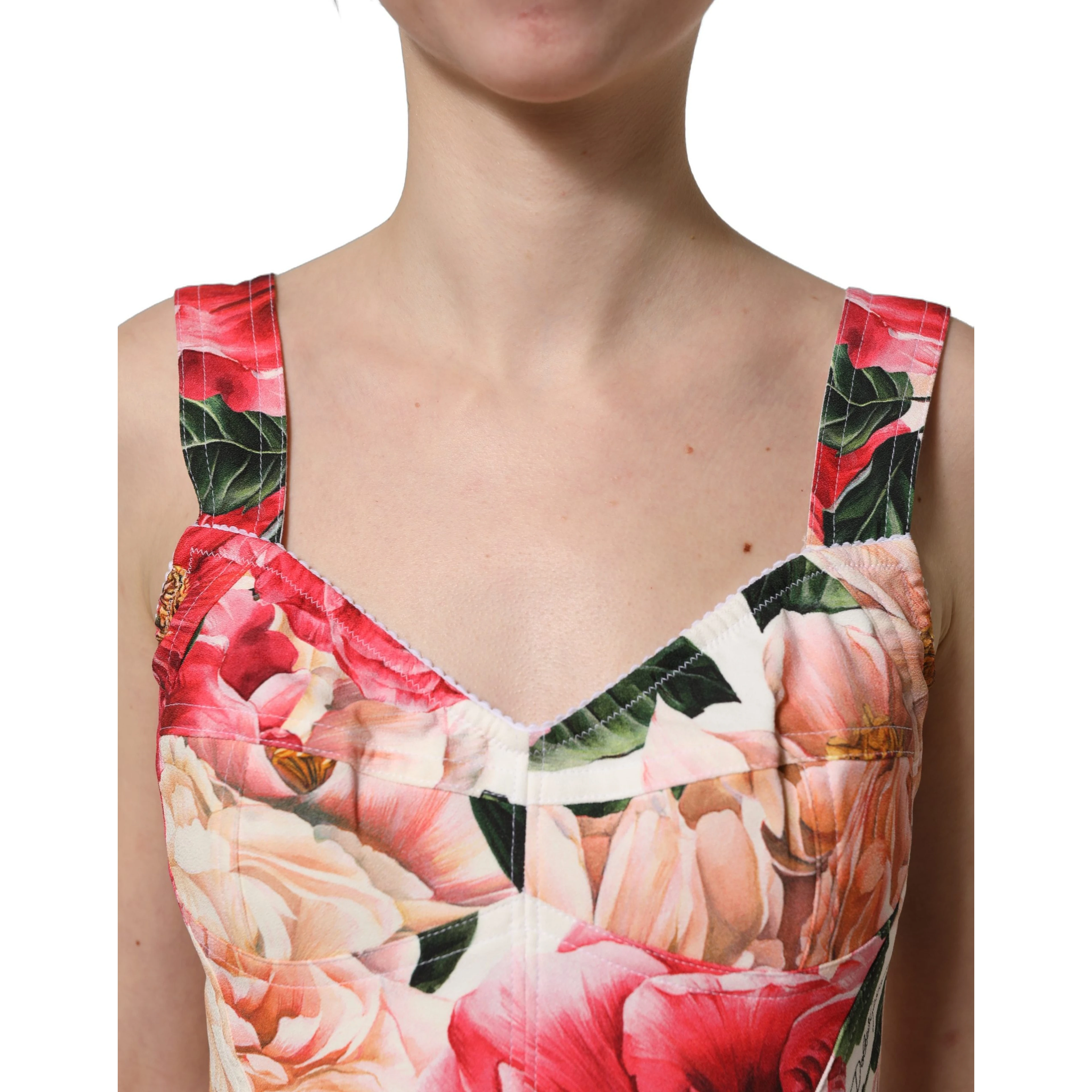 Multicolor Floral Cropped Bustier Tank Top