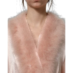 Light Pink Silk Turkey Feather Robe Jacket