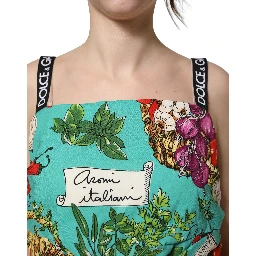 Multicolor Silk Vegetable Print Cropped Top