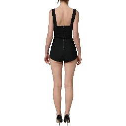 Black Floral Lace Corset Bodycon Bodysuit
