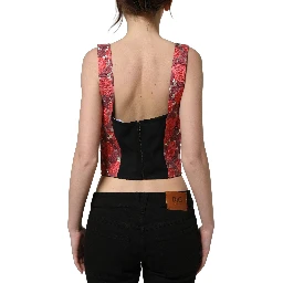 Multicolor Floral Cropped Bustier Tank Top
