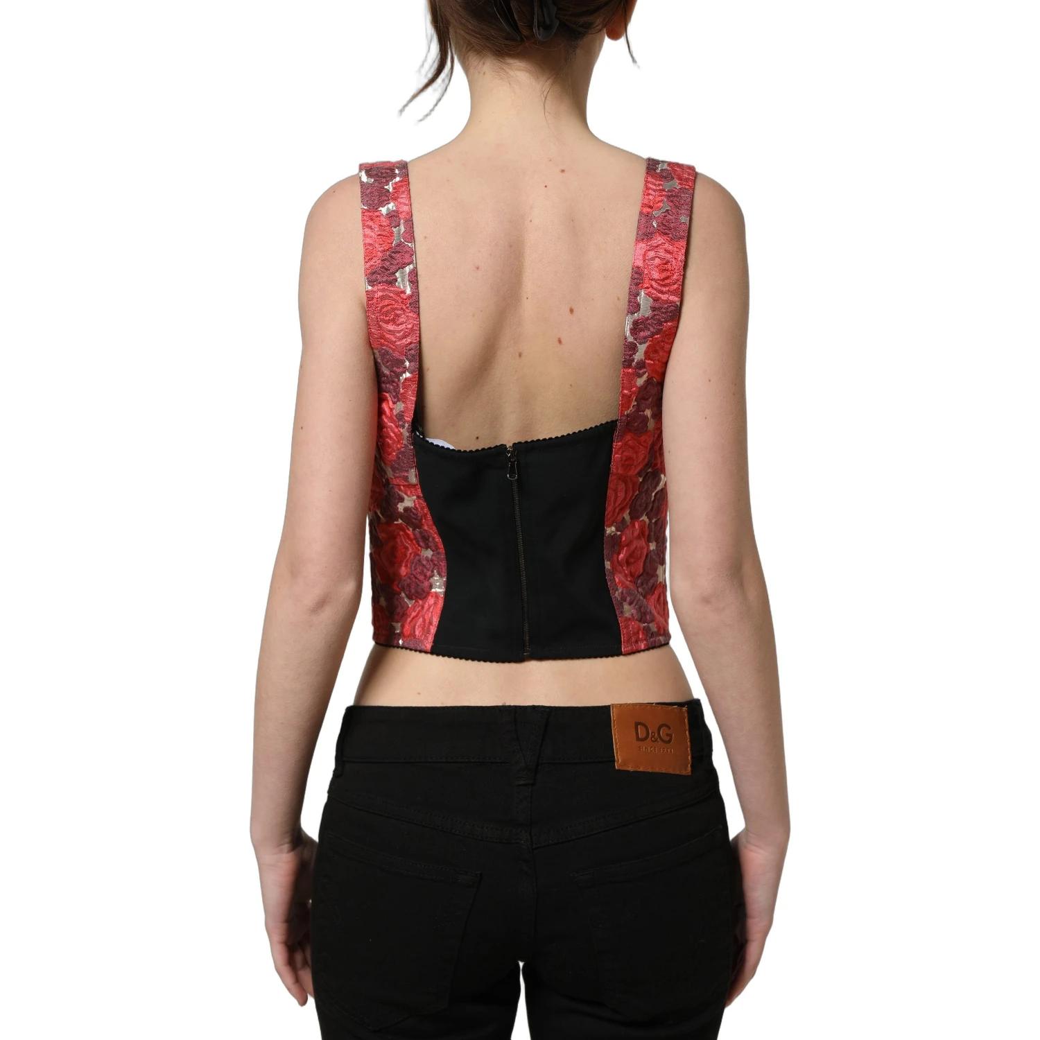 Multicolor Floral Cropped Bustier Tank Top