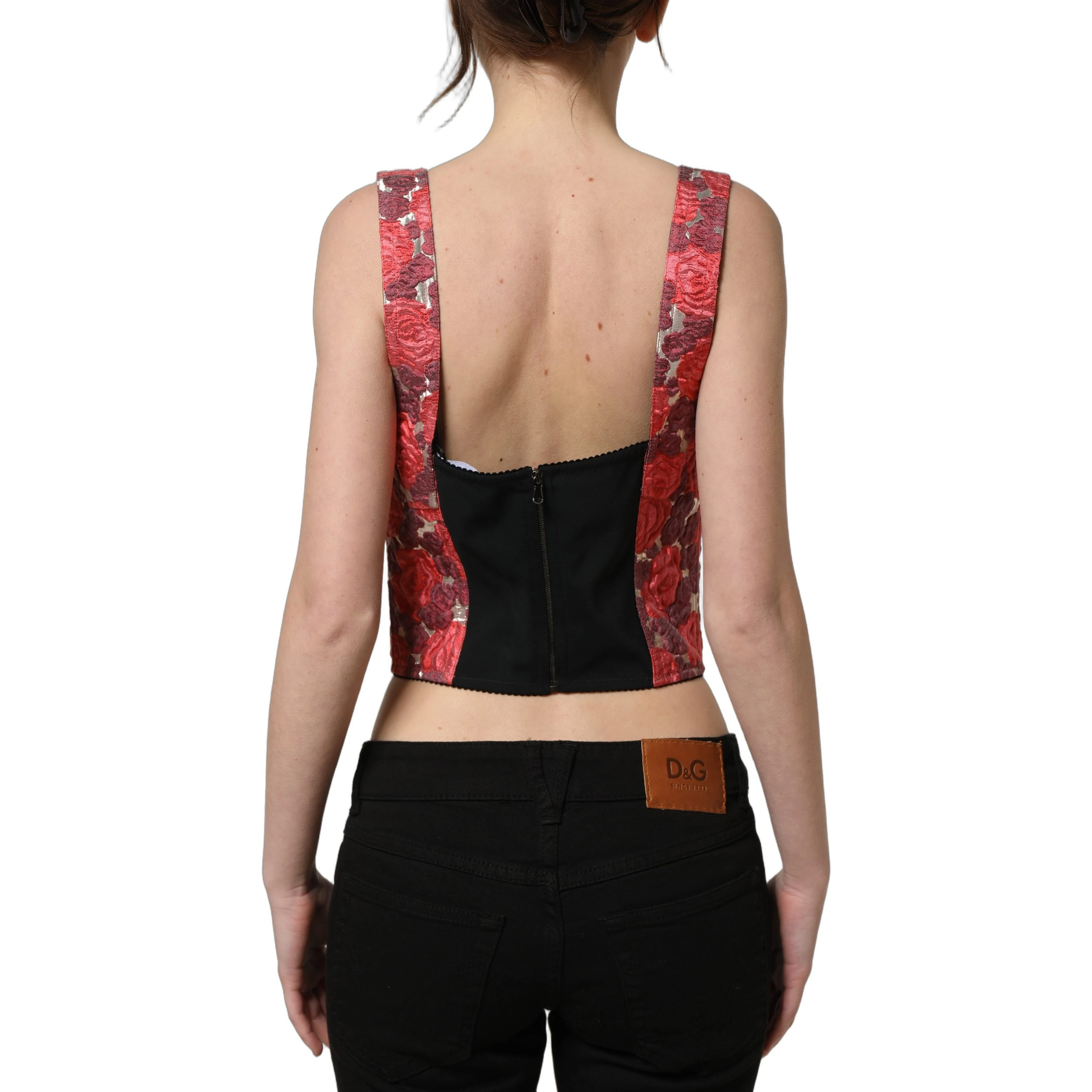 Multicolor Floral Cropped Bustier Tank Top