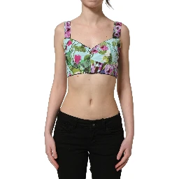 Multicolor Floral Cropped Bustier Tank Top