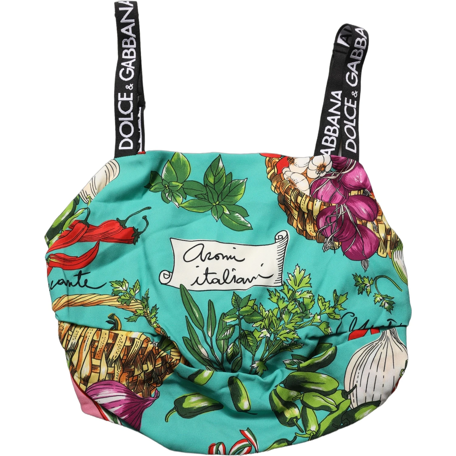 Multicolor Silk Vegetable Print Cropped Top